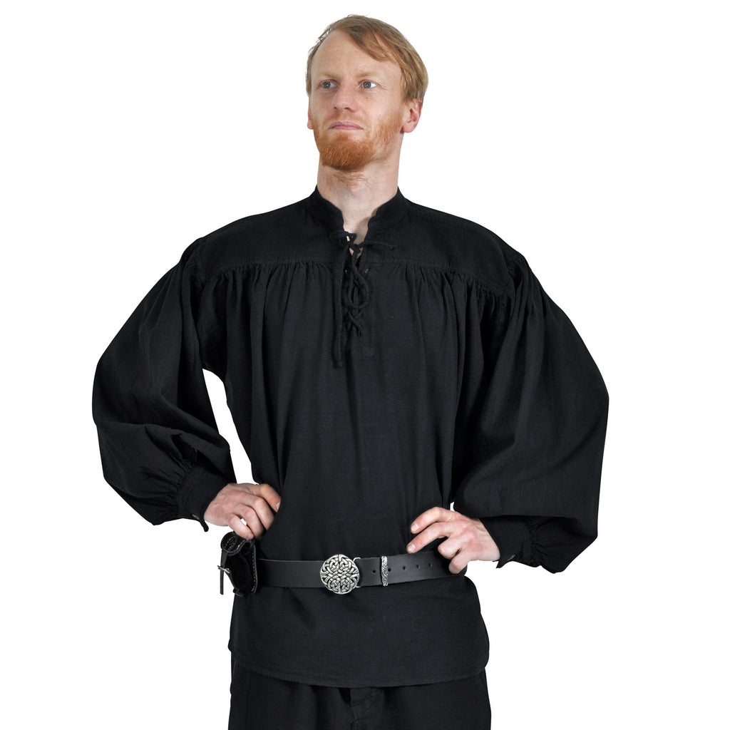 Imagen del producto Camisa medieval con cuello alto y cordones Friedrich negra