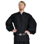 Imagen del producto Camisa medieval con cuello alto y cordones Friedrich negra