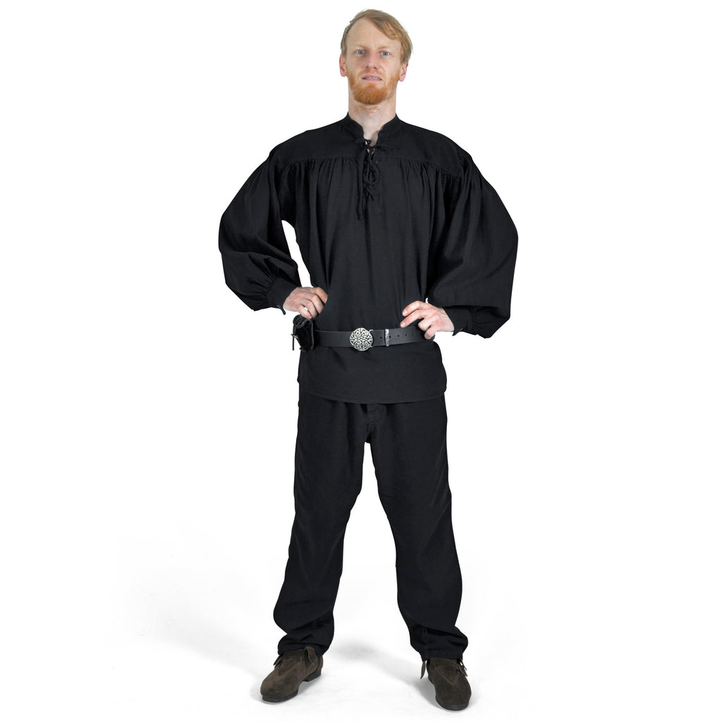 Imagen del producto Camisa medieval con cuello alto y cordones Friedrich negra