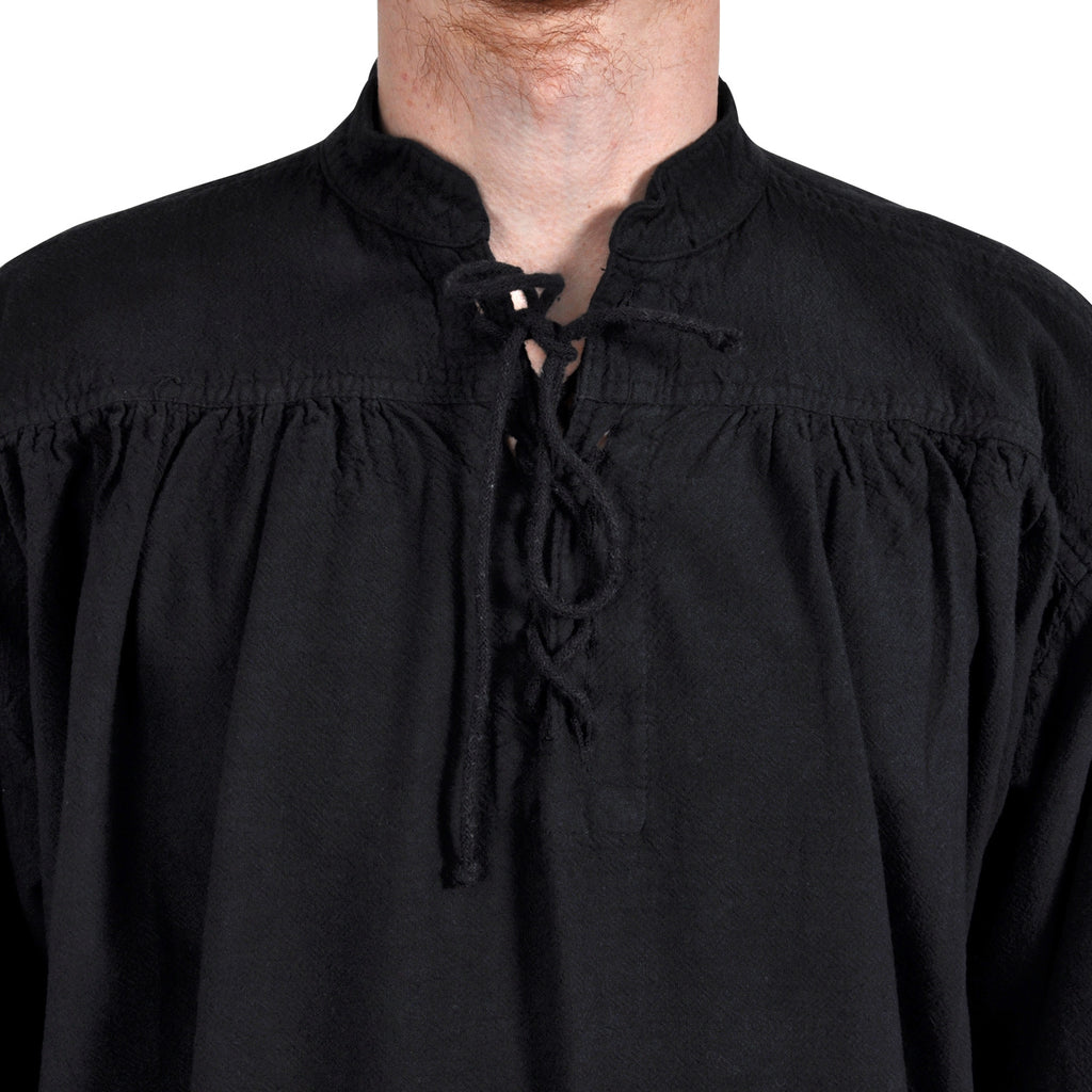 Imagen del producto Camisa medieval con cuello alto y cordones Friedrich negra
