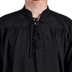 Imagen del producto Camisa medieval con cuello alto y cordones Friedrich negra