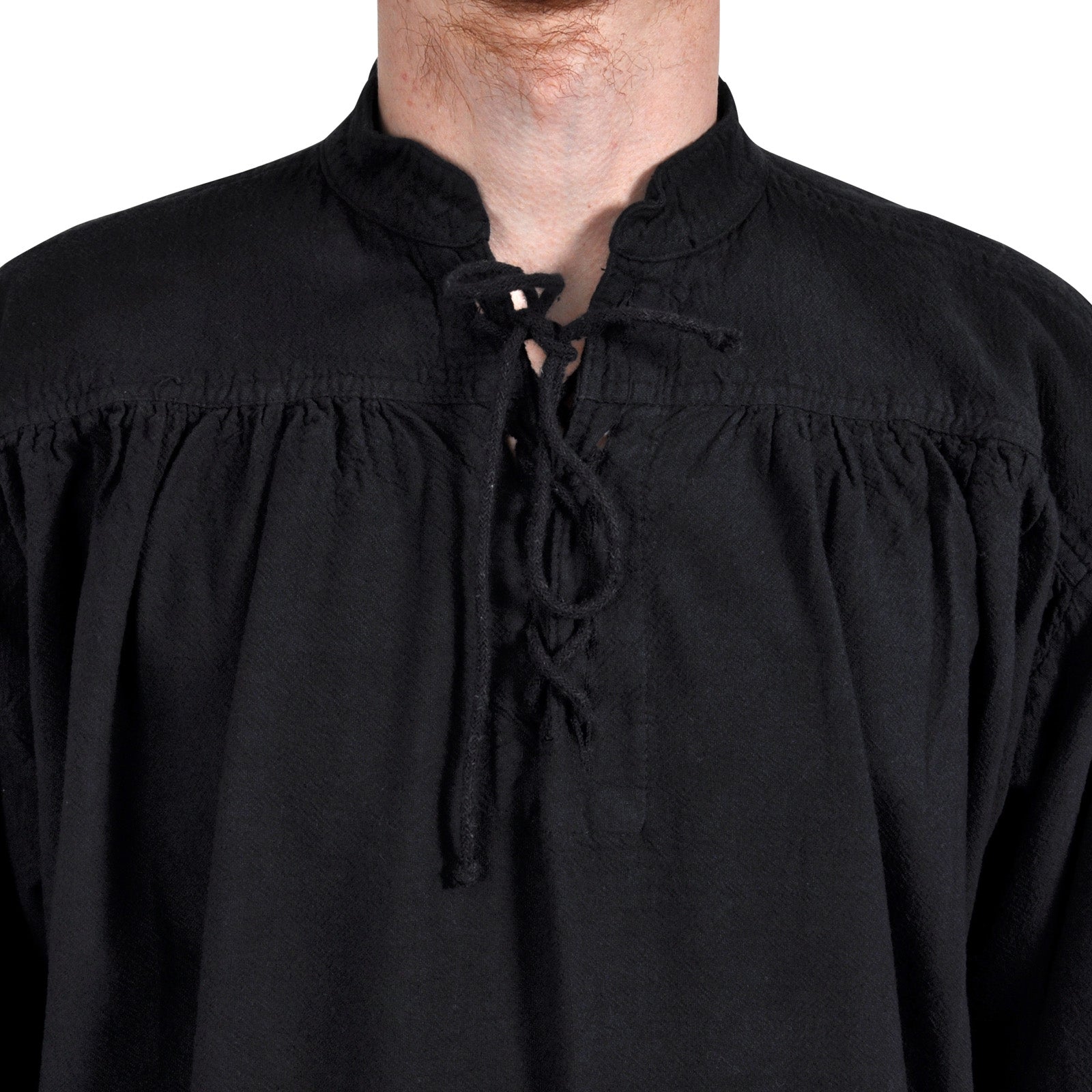 Imagen del producto Camisa medieval con cuello alto y cordones Friedrich negra