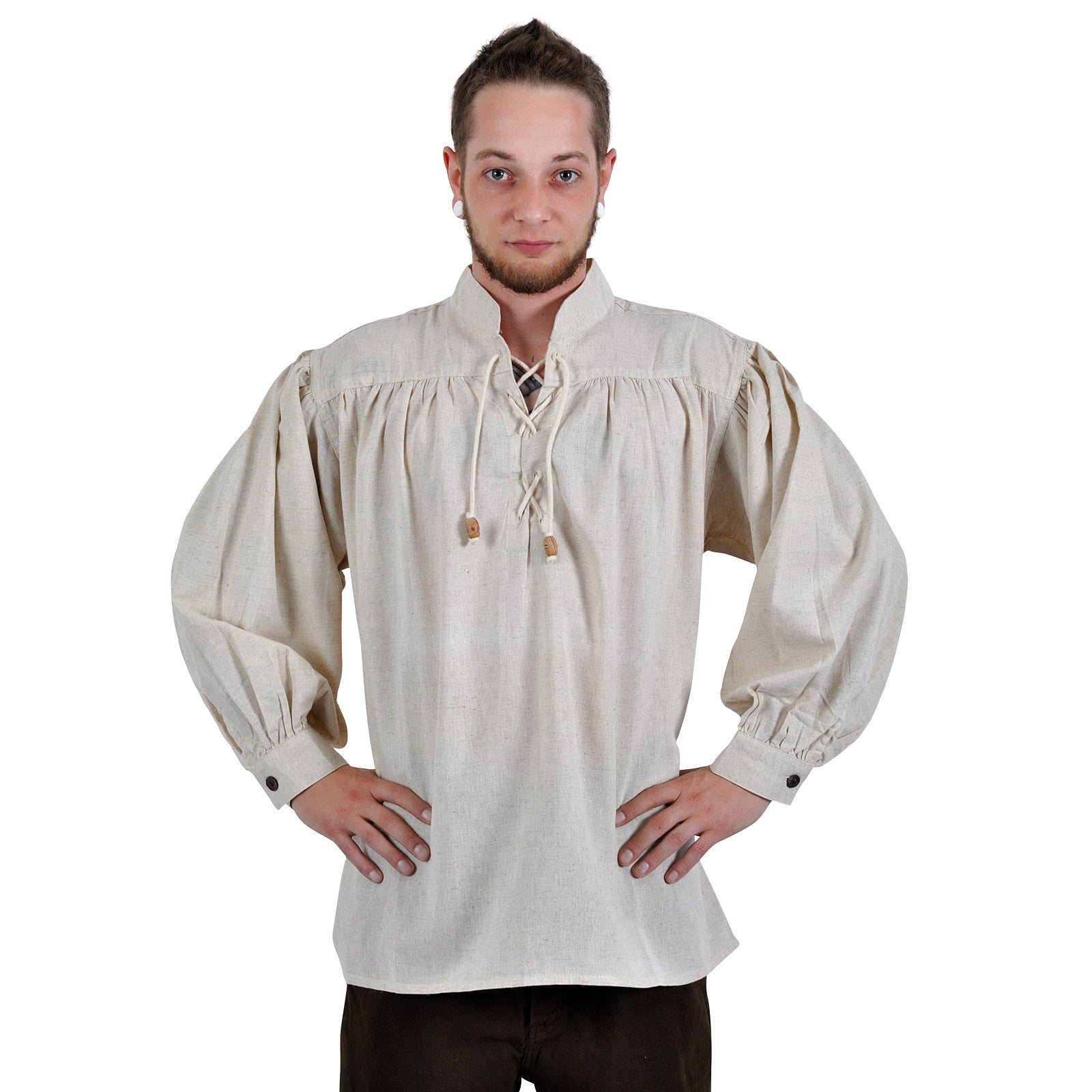 Imagen del producto Camisa medieval con cuello mao y cordones Friedrich natural
