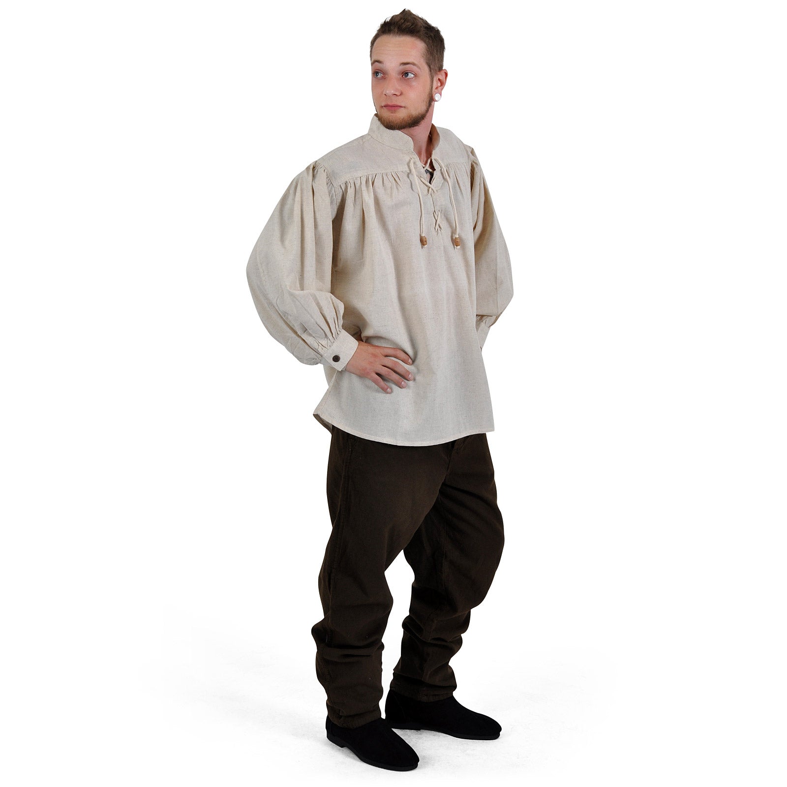 Imagen del producto Camisa medieval con cuello mao y cordones Friedrich natural