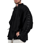 Imagen del producto Camisa medieval con cordones y ojales Adrian negra