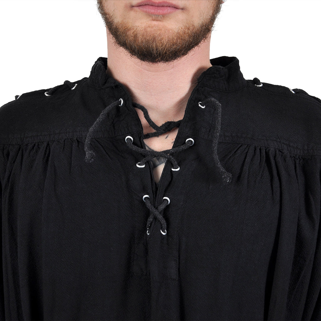Imagen del producto Camisa medieval con cordones y ojales Adrian negra