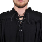 Imagen del producto Camisa medieval con cordones y ojales Adrian negra