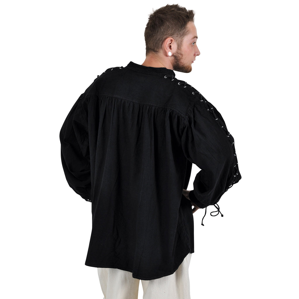 Imagen del producto Camisa medieval con cordones y ojales Adrian negra
