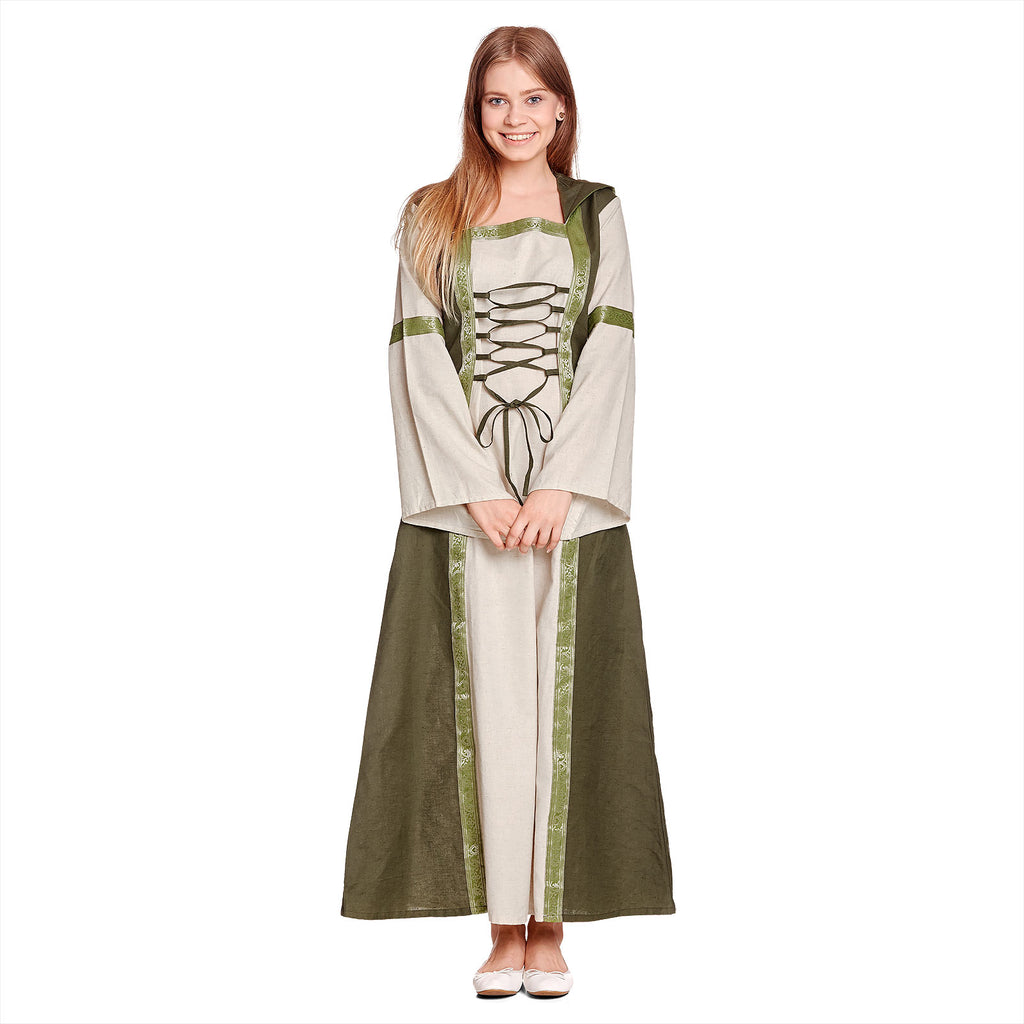 Imagen del producto Vestido medieval Rebecca en color natural-verde
