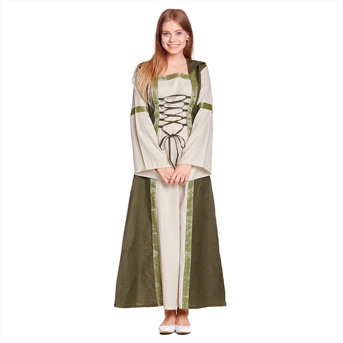 Imagen del producto Vestido medieval Rebecca en color natural-verde