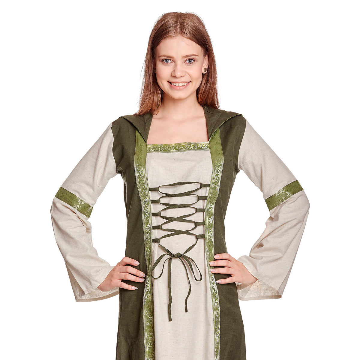 Imagen del producto Vestido medieval Rebecca en color natural-verde