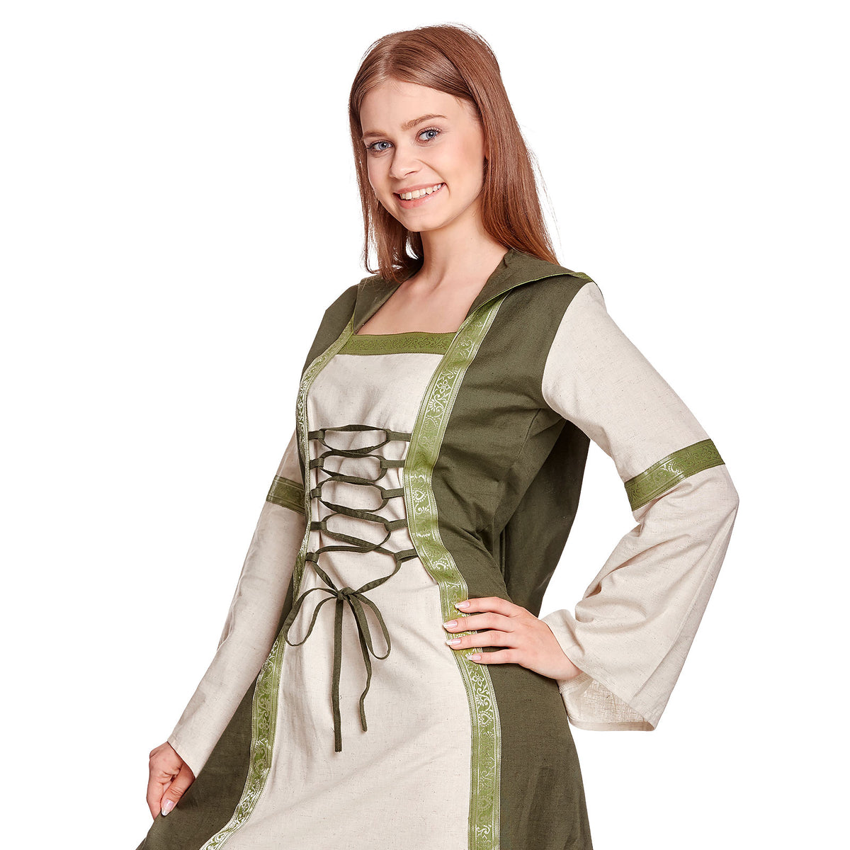 Imagen del producto Vestido medieval Rebecca en color natural-verde
