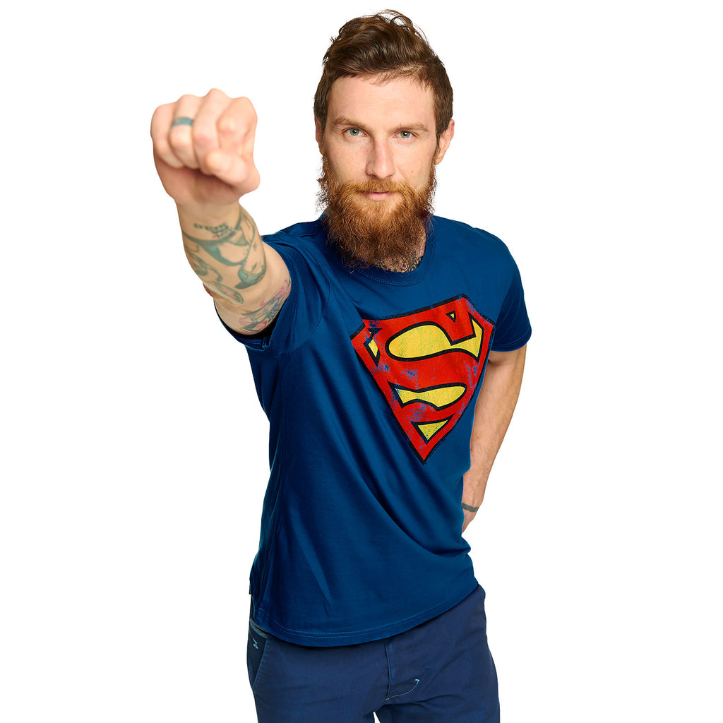 Imagen del producto Superman - Camiseta con logo desgastado azul