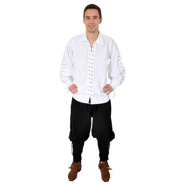 Imagen del producto Camisa de pirata con cordón continuo blanco