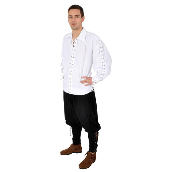 Imagen del producto Camisa de pirata con cordón continuo blanco