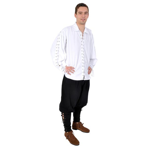 Imagen del producto Camisa de pirata con cordón continuo blanco