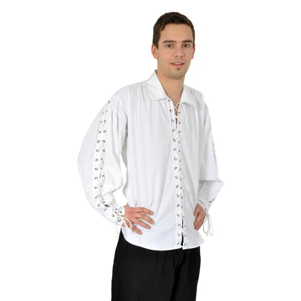 Imagen del producto Camisa de pirata con cordón continuo blanco