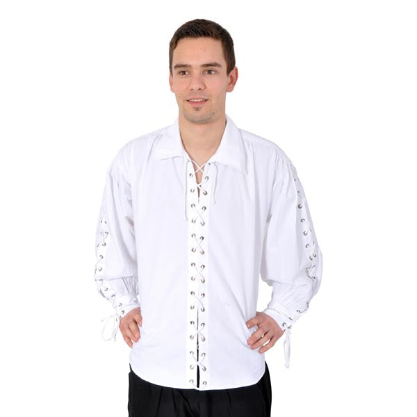 Imagen del producto Camisa de pirata con cordón continuo blanco