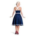 Imagen del producto Vestido Rockabilly Siren con cinturón azul marino