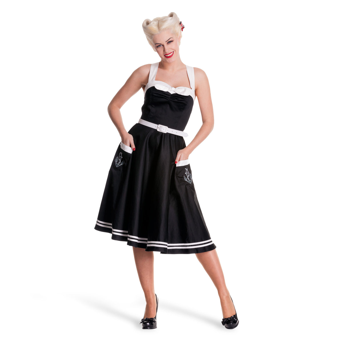Imagen del producto Vestido Rockabilly Siren con cinturón negro