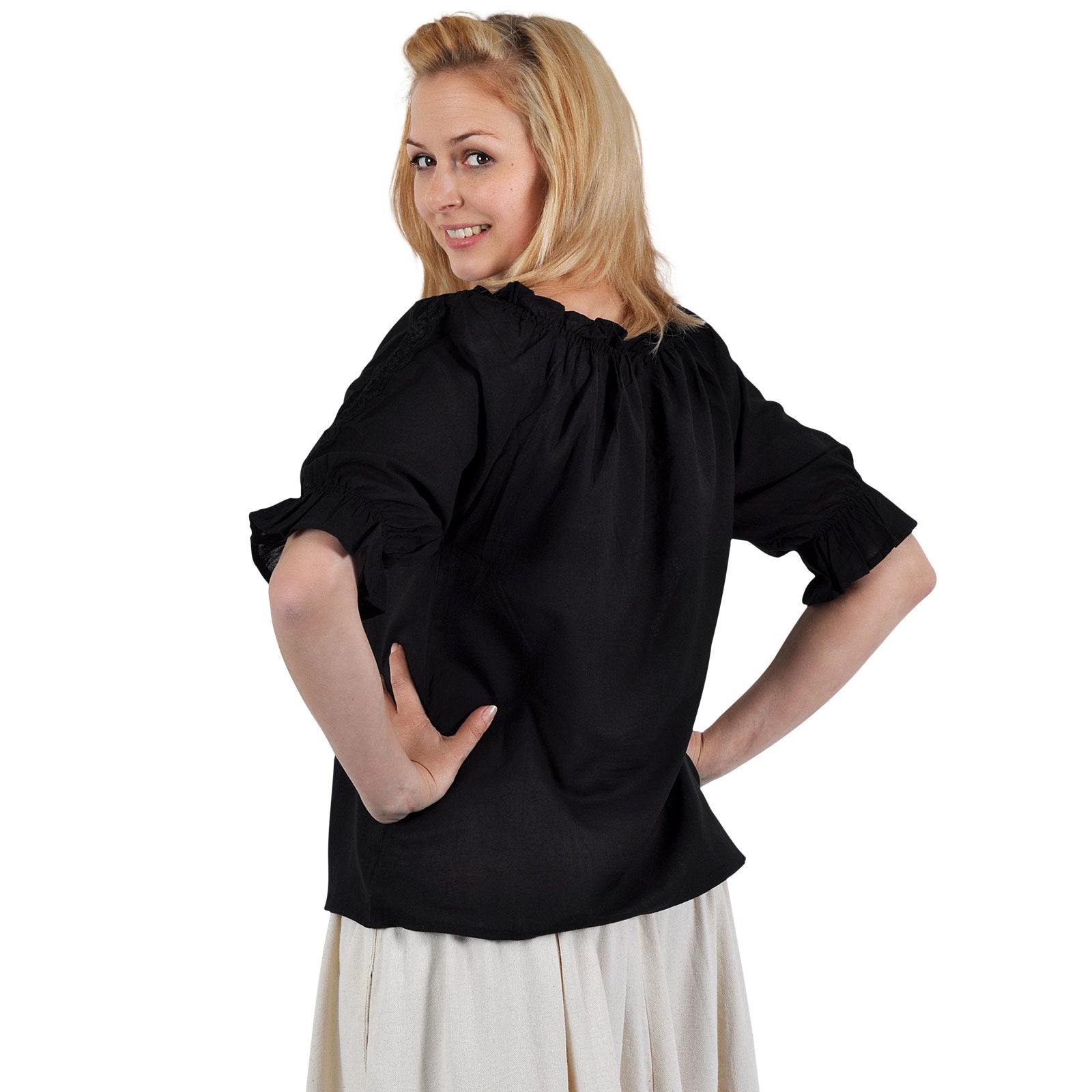 Imagen del producto Blusa medieval de manga corta Sandra negra