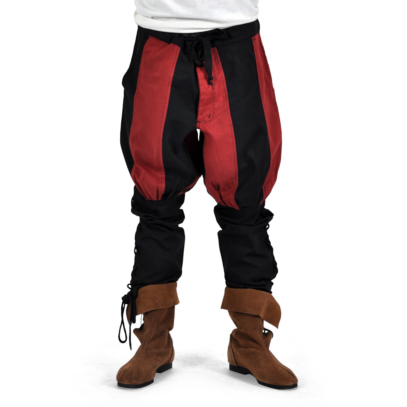 Imagen del producto Pantalones Bertram para hombre con cordones en la parte inferior de la pierna negro-rojo