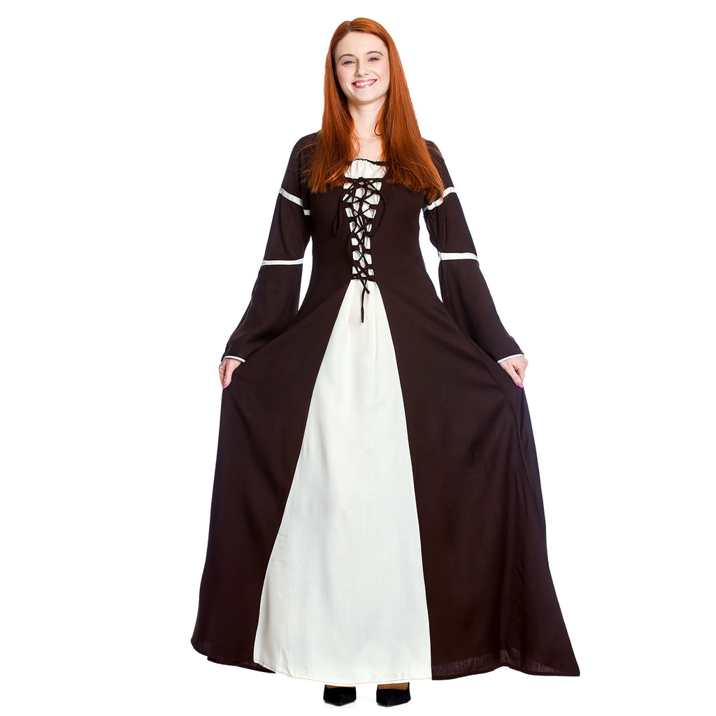 Imagen del producto Vestido medieval Katherina marrón-natural