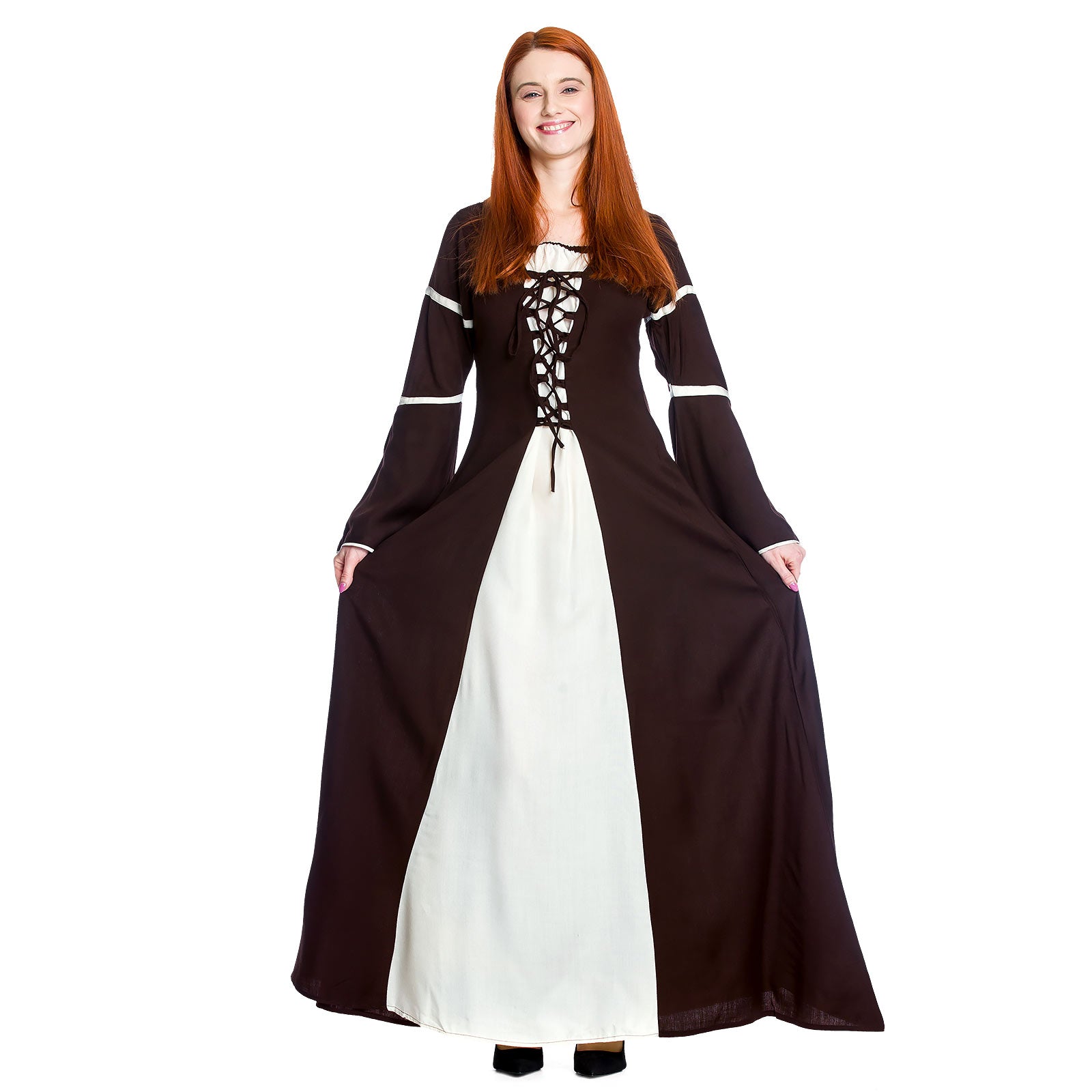 Imagen del producto Vestido medieval Katherina marrón-natural