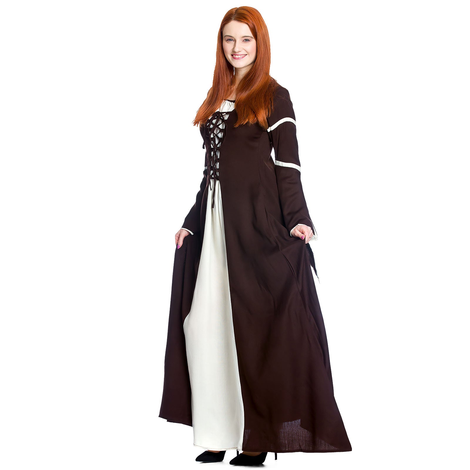 Imagen del producto Vestido medieval Katherina marrón-natural