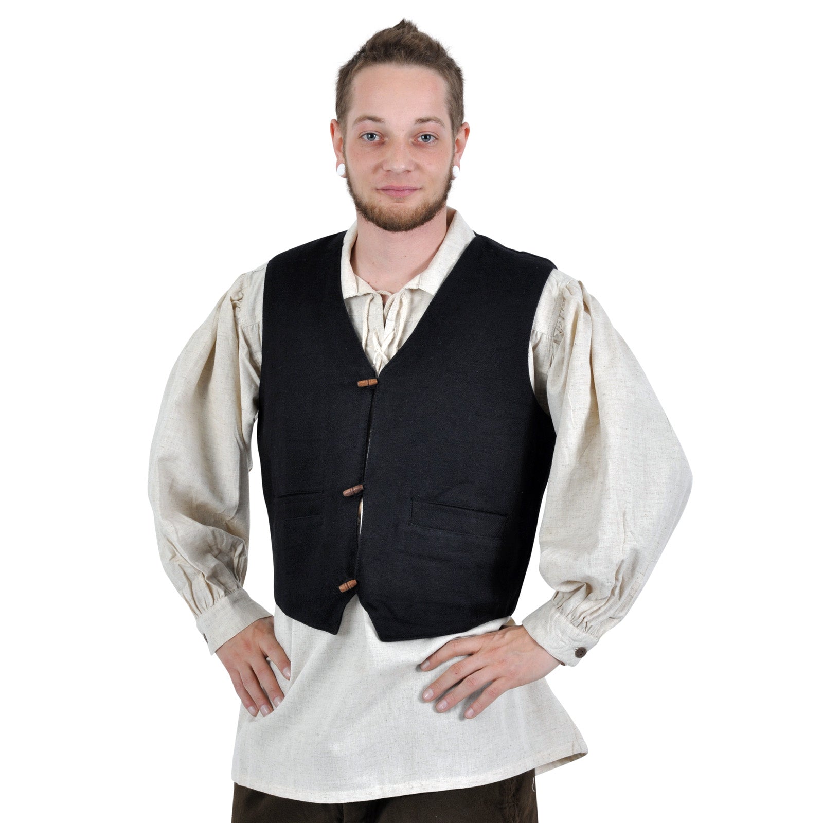 Imagen del producto Chaleco medieval Heinrich con bolsillos negro