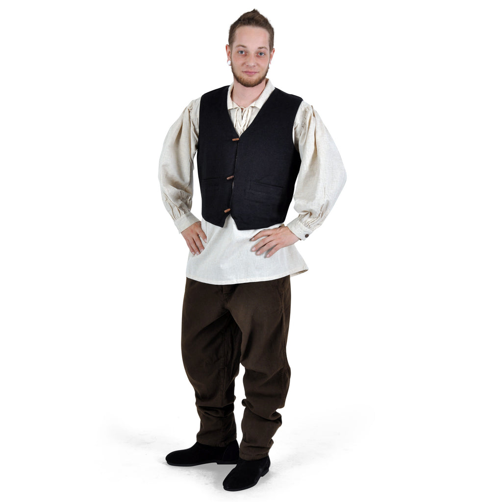 Imagen del producto Chaleco medieval Heinrich con bolsillos negro