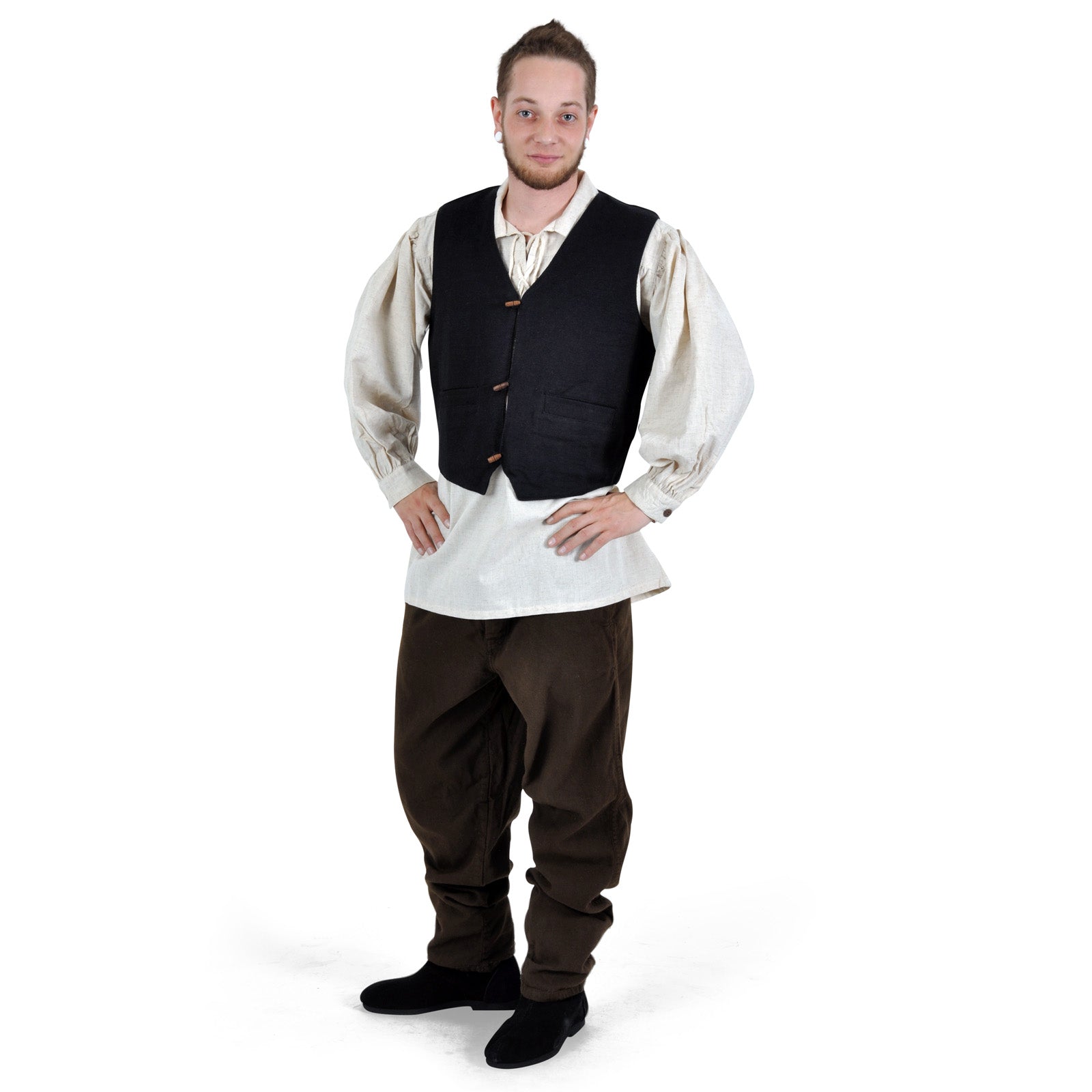 Imagen del producto Chaleco medieval Heinrich con bolsillos negro