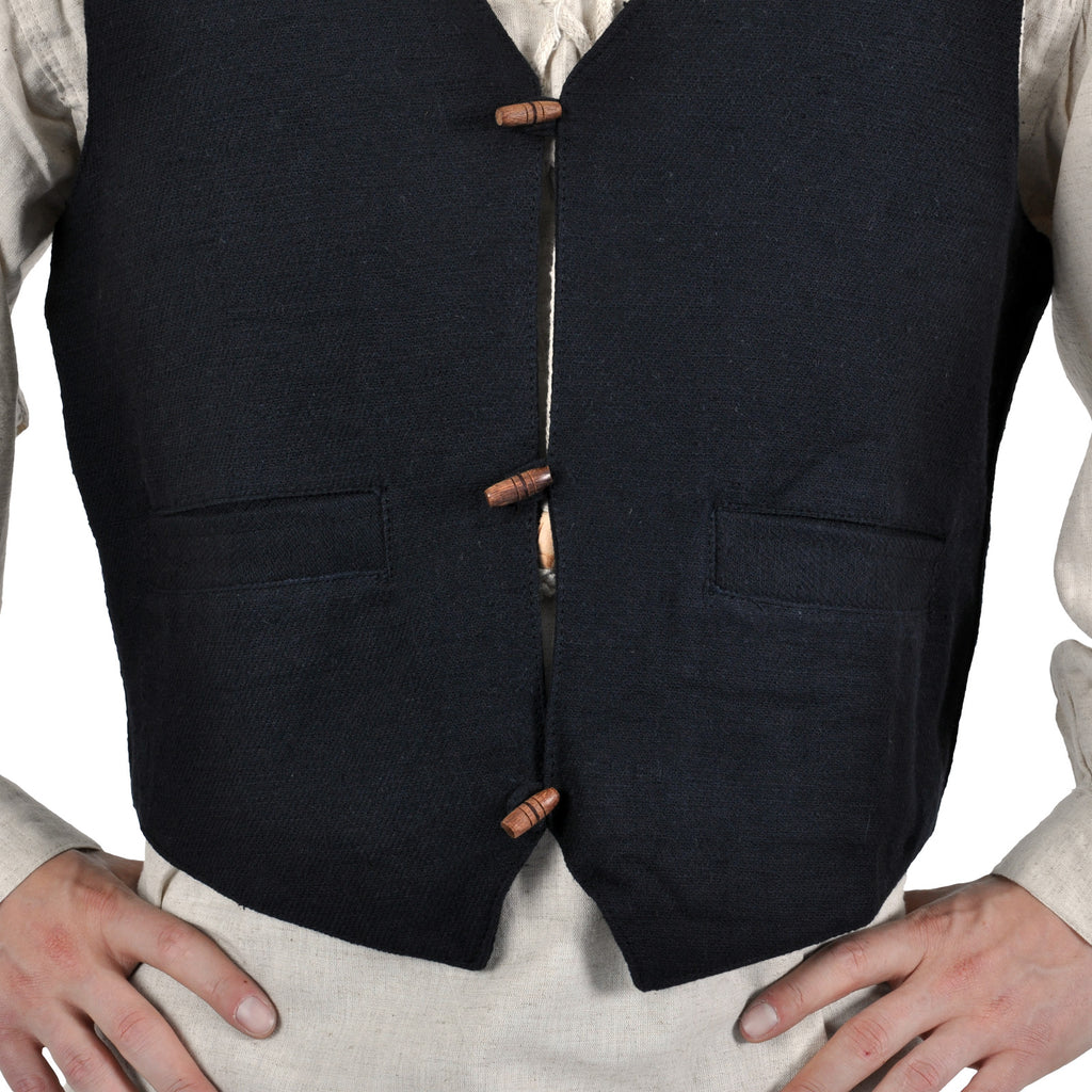 Imagen del producto Chaleco medieval Heinrich con bolsillos negro