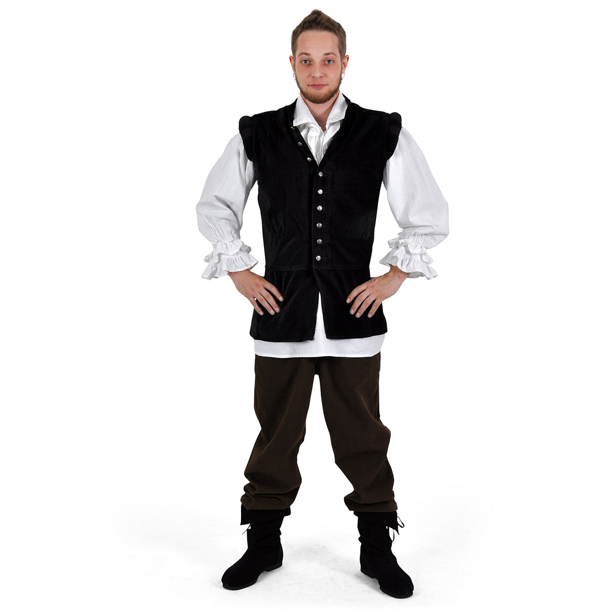 Imagen del producto Jubón de Terciopelo con Cuello Alto Negro