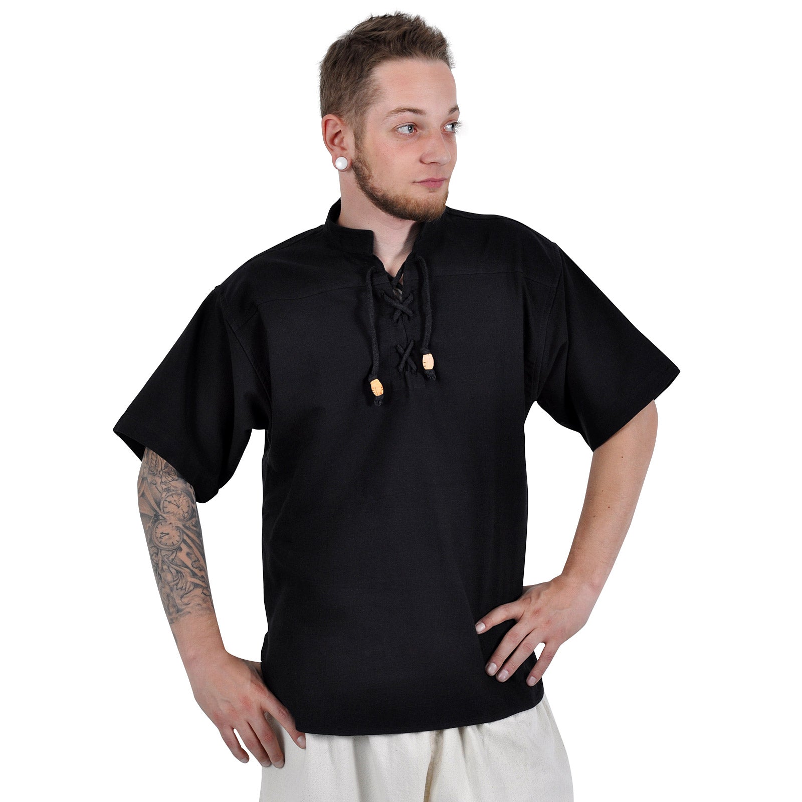 Imagen del producto Camisa medieval de manga corta negra