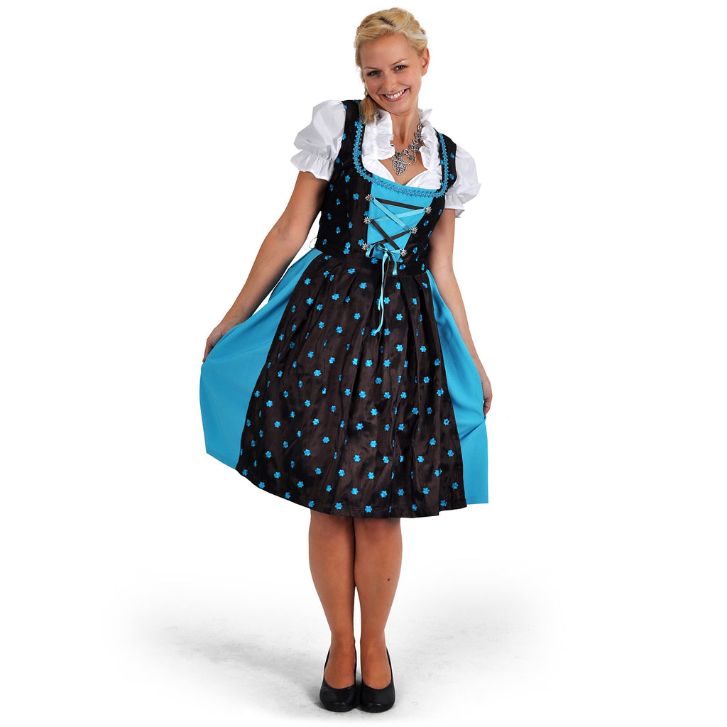 Product image Edelweiss Dirndl - Brown/Turquoise Traditional Dress with Blouse Insert