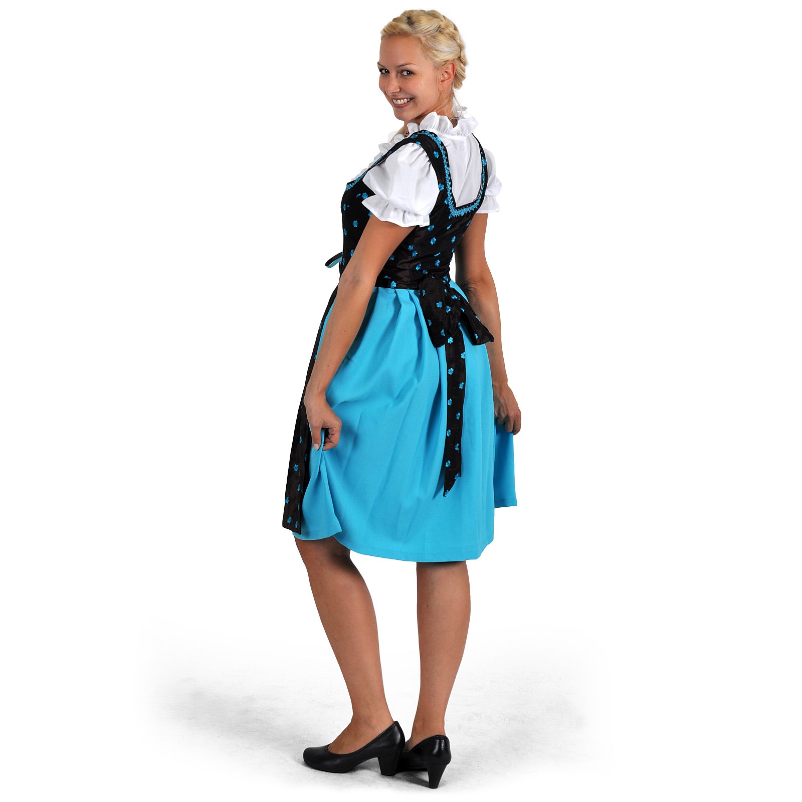 Product image Edelweiss Dirndl - Brown/Turquoise Traditional Dress with Blouse Insert