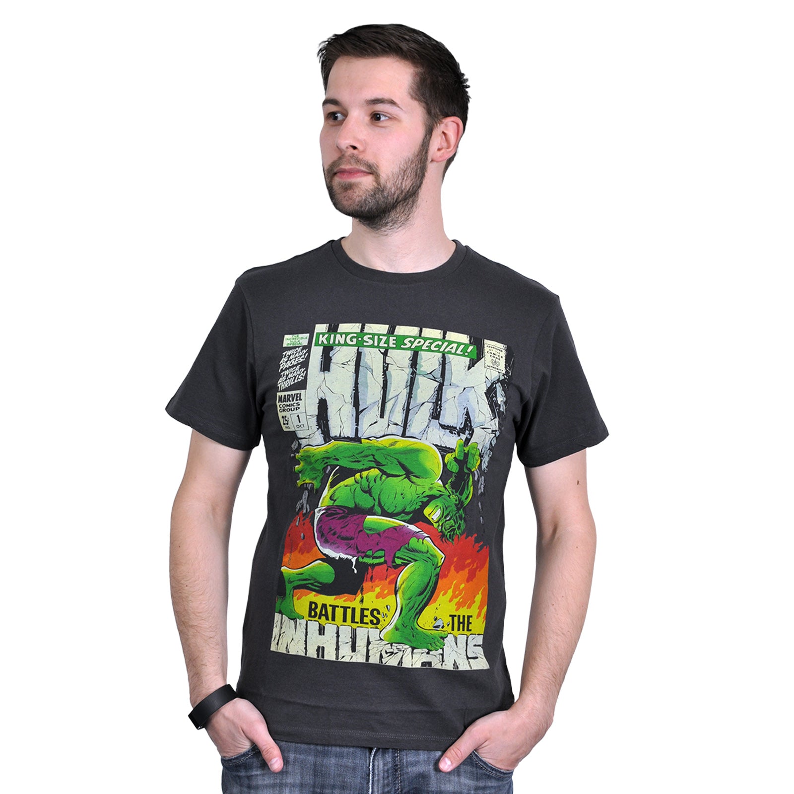Imagen del producto Hulk - Camiseta gris con póster de Marvel