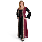 Imagen del producto Vestido medieval Applonia con mangas desmontables negro-burdeos