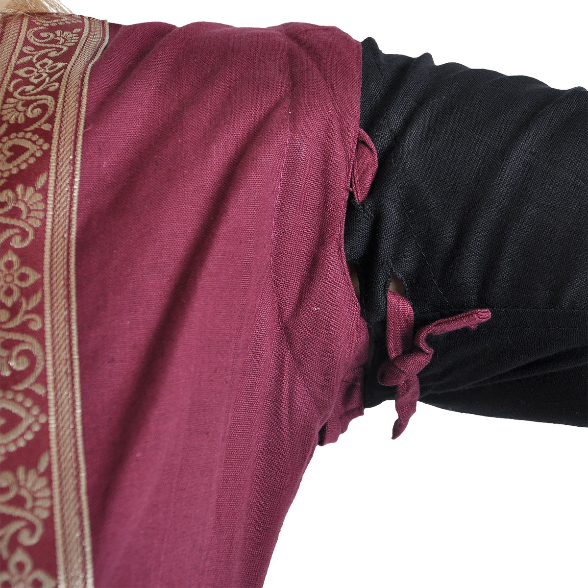Imagen del producto Vestido medieval Applonia con mangas desmontables negro-burdeos
