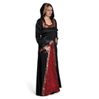 Imagen del producto Vestido medieval Otilia con capucha en punta negro-burdeos