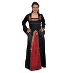 Imagen del producto Vestido medieval Otilia con capucha en punta negro-burdeos