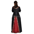 Imagen del producto Vestido medieval Otilia con capucha en punta negro-burdeos