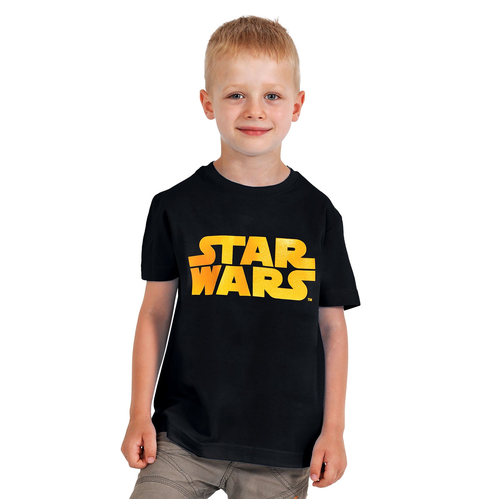 Imagen del producto Star Wars - Camiseta para niños con logo naranja negro