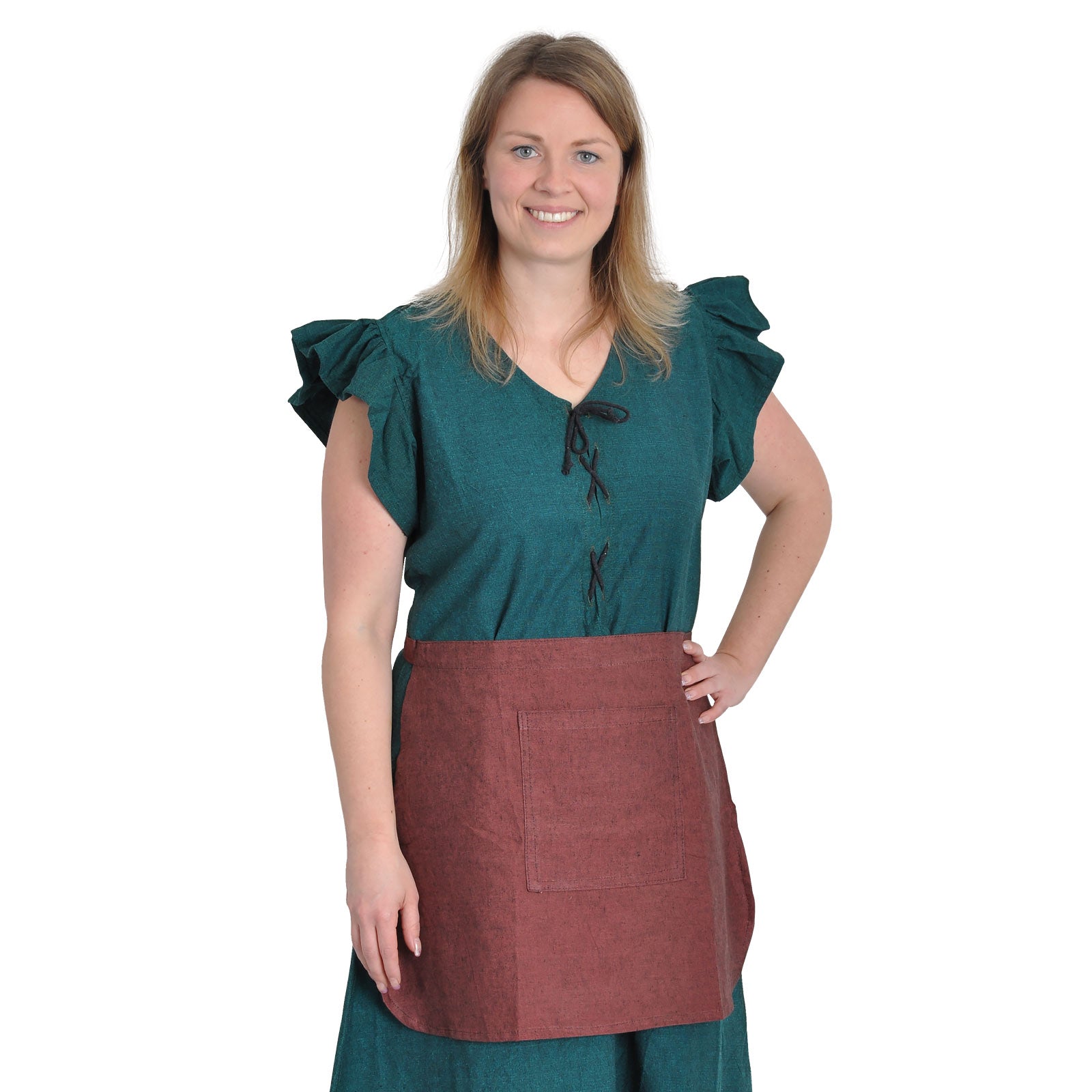Imagen del producto Vestido medieval Agga de manga corta con delantal verde