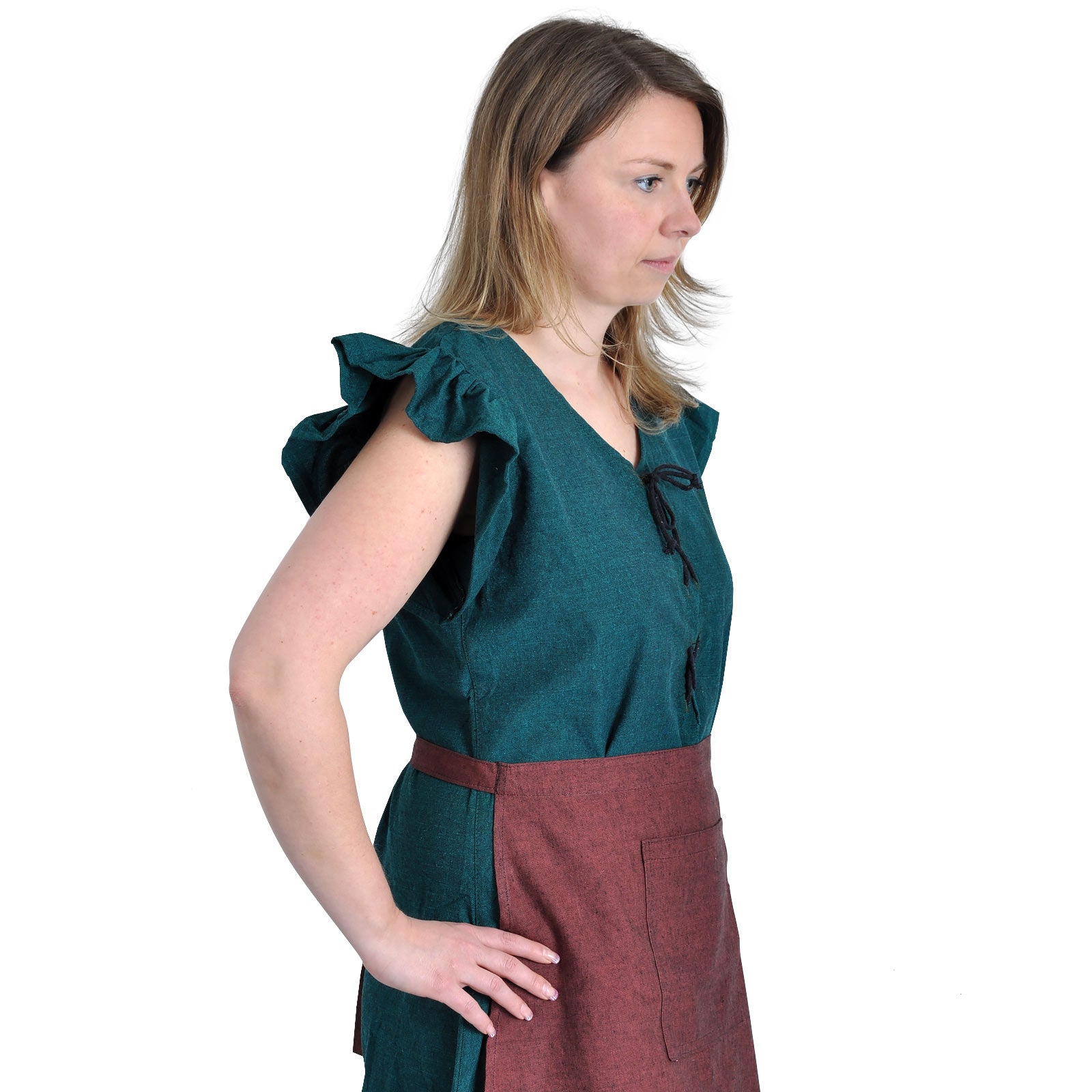 Imagen del producto Vestido medieval Agga de manga corta con delantal verde