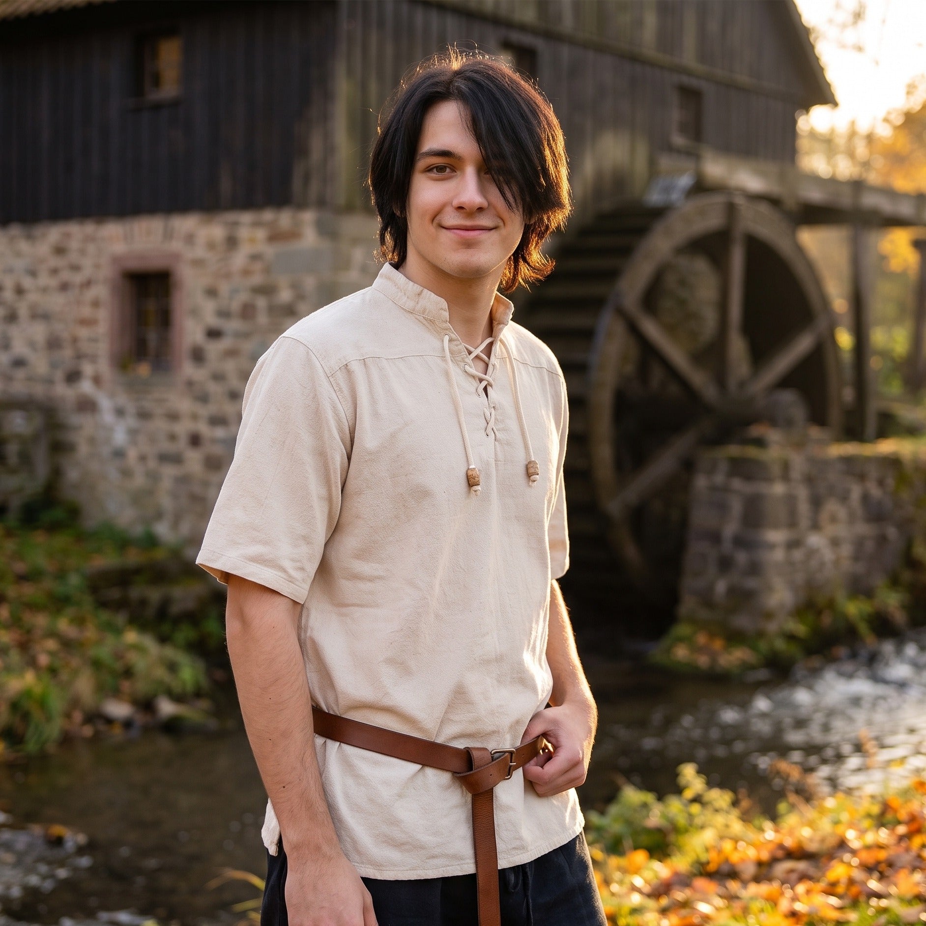 Imagen del producto Camisa medieval Erik manga corta beige