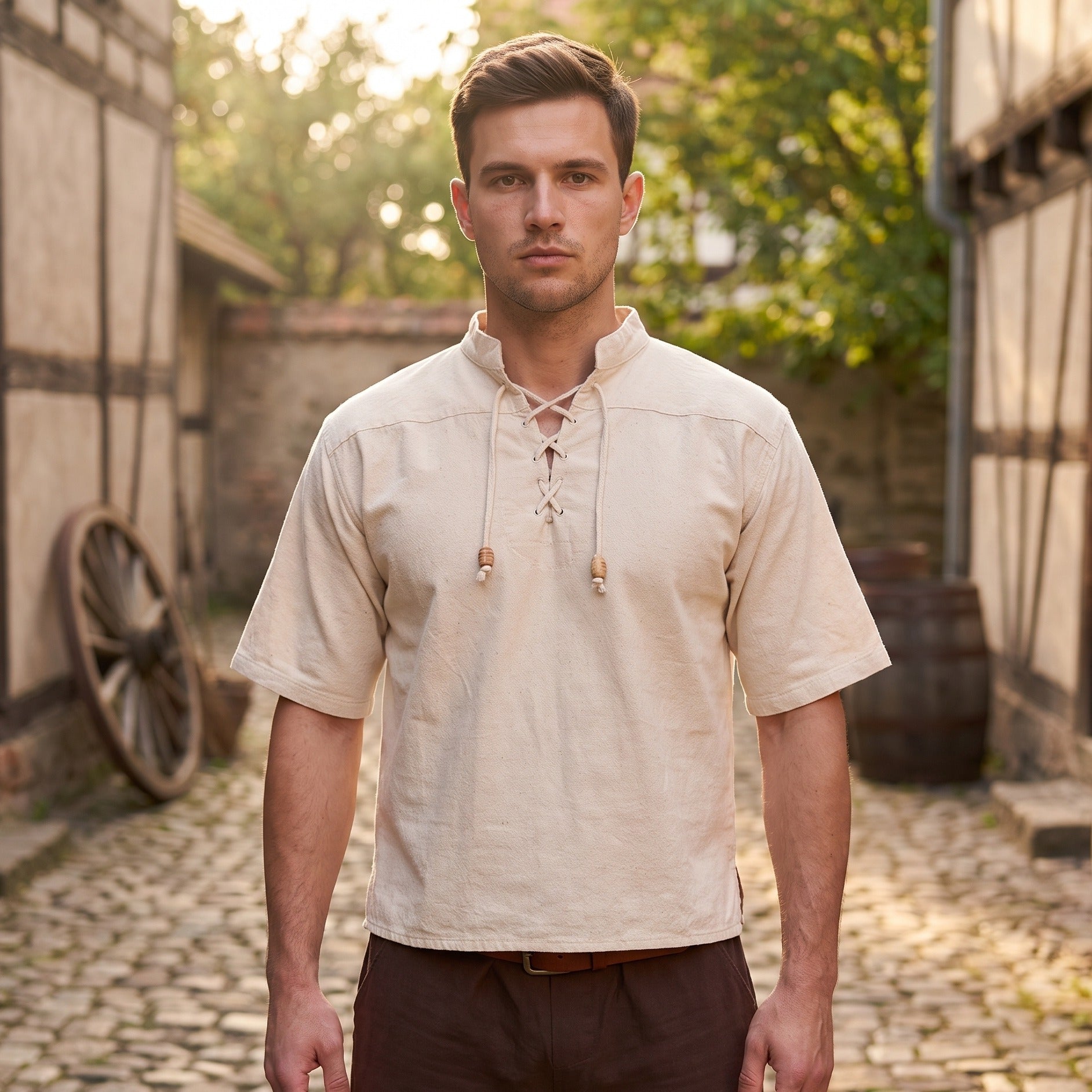 Imagen del producto Camisa medieval Erik manga corta beige
