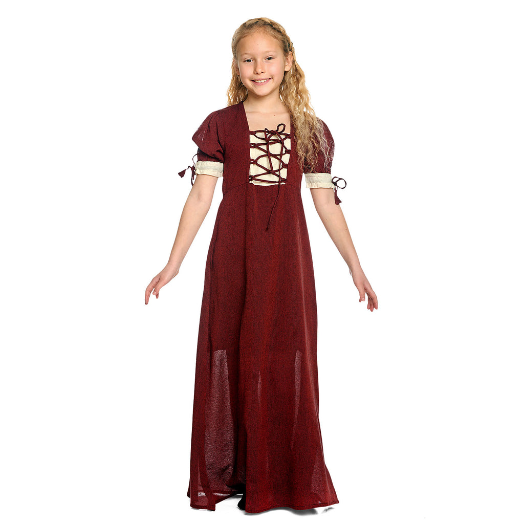 Imagen del producto Vestido de verano medieval para niños rojo beige