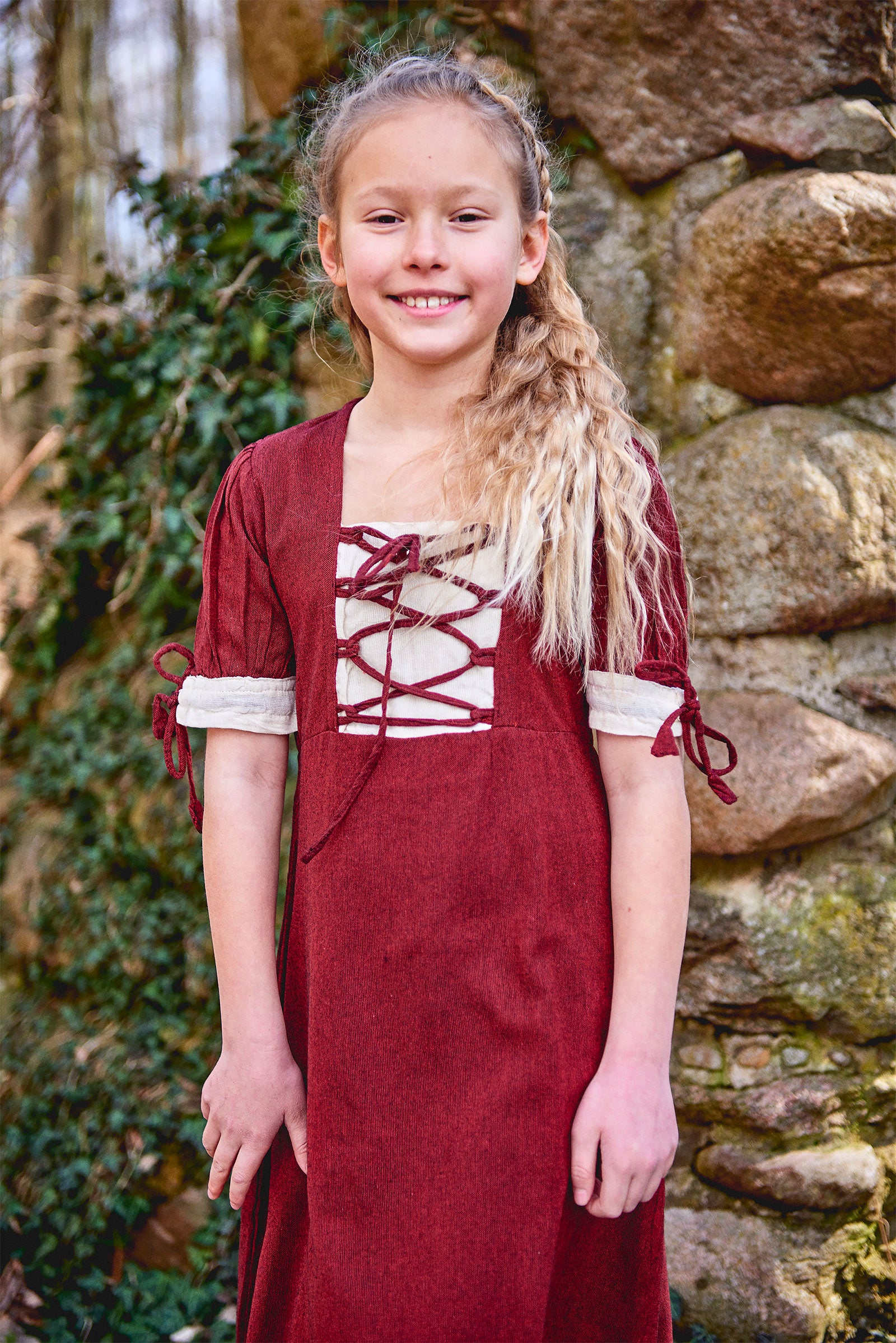 Imagen del producto Vestido de verano medieval para niños rojo beige